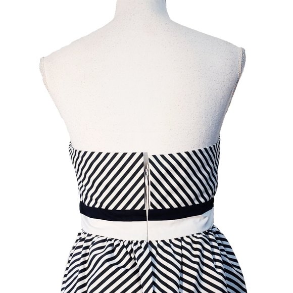 Alice + Olivia Adele Double-Bodice Black & White Striped Strapless Dress - Picture 6 of 9